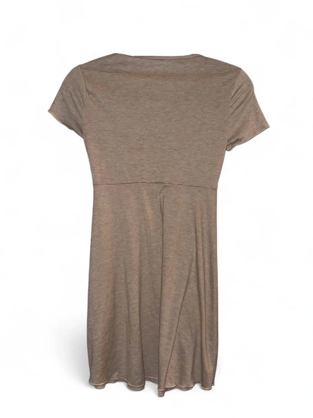 Tie-Front Short Sleeve Chemise in Beige